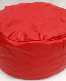 Red Faux Leather Patterned Beanbag Pouffe Footstool