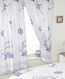 Ships and Anchors, Nautical Curtains 54s