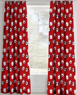 Catherine Lansfield Football Curtains 66 x 72 inch Red