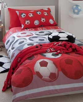 Catherine Lansfield Football Double Duvet Set Red