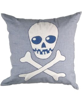 Skull and Crossbones, Boys Blue Pirate Cushion Cover
