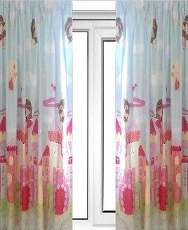 Fairy Castle, Girls Pink and Blue Curtains 72s