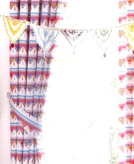 Pink and White Carnival Bunting Patterned Curtains