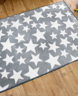 Grey and White Stars Rug 100 x 150 cm