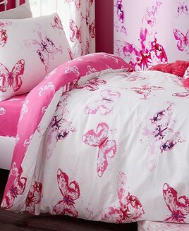 Catherine Lansfield Butterfly Single Duvet Sets - Pink