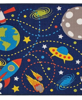 Moon Mission. Childrens Outer Space Bedroom Rug 100 x 130 cm