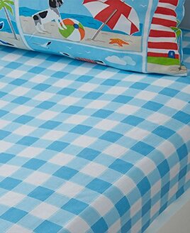 Blue Gingham,Patch Toddler Fitted Sheet